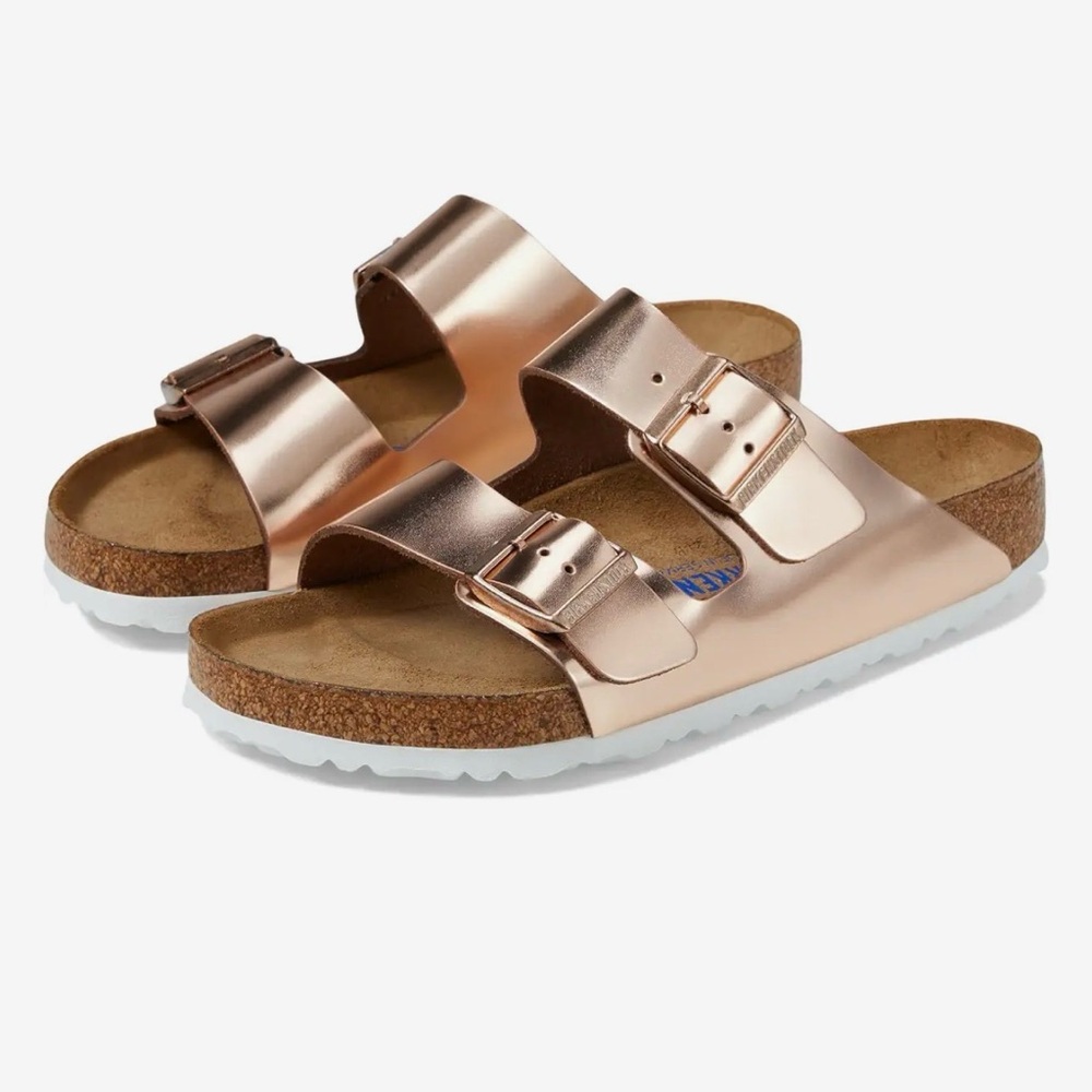 Birkenstock Women's Gold Sandals- Arizona Soft Footbed - Metallic Leather- 37!